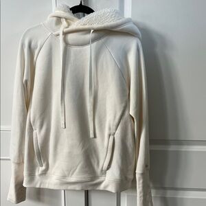 ALO Yoga Frost Faux Shearling Lined Cream Women's Hoodie Sweater